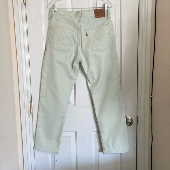 Levi’s Premium Wedgie Straight Corduroy Light Minty Green High Waist Pants sz 30 - Picture 3 of 9